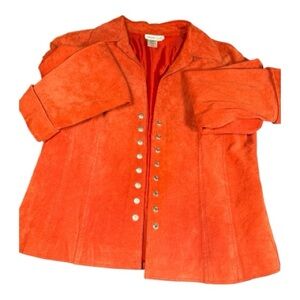 Coldwater Creek size medium rust orange 100%  vintage suede leather jack…
